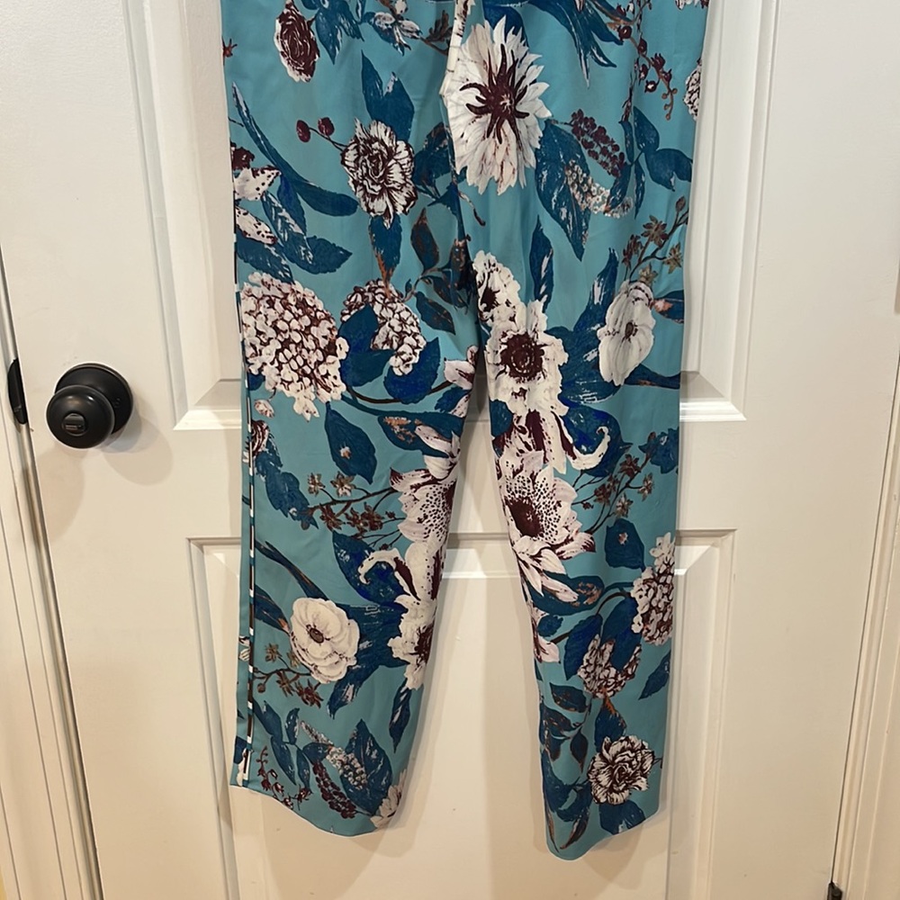 DIANE VON FURSTENBERG DVF ASHLEY FLORAL PRINT CADY STRAIGHT LEG PANT - Picture 10 of 11